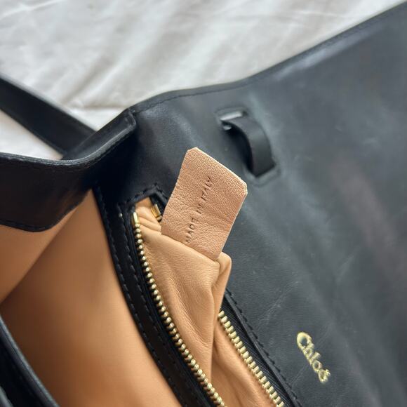 Chloé Louise Box Black Leather Crossbody Bag Gold Turnlock Vintage Authentic - Picture 8 of 12